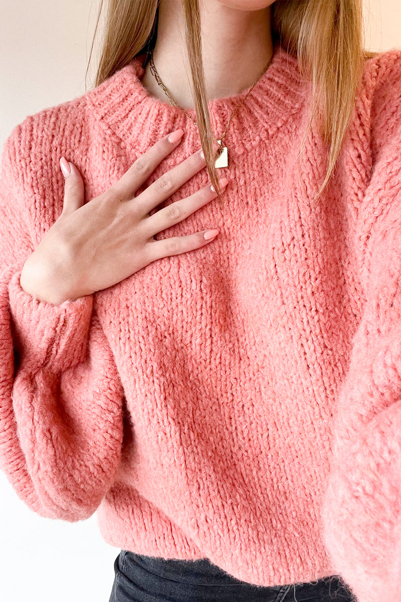 Coral knit sweater on sale