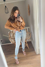 Rib Blouse Cognac