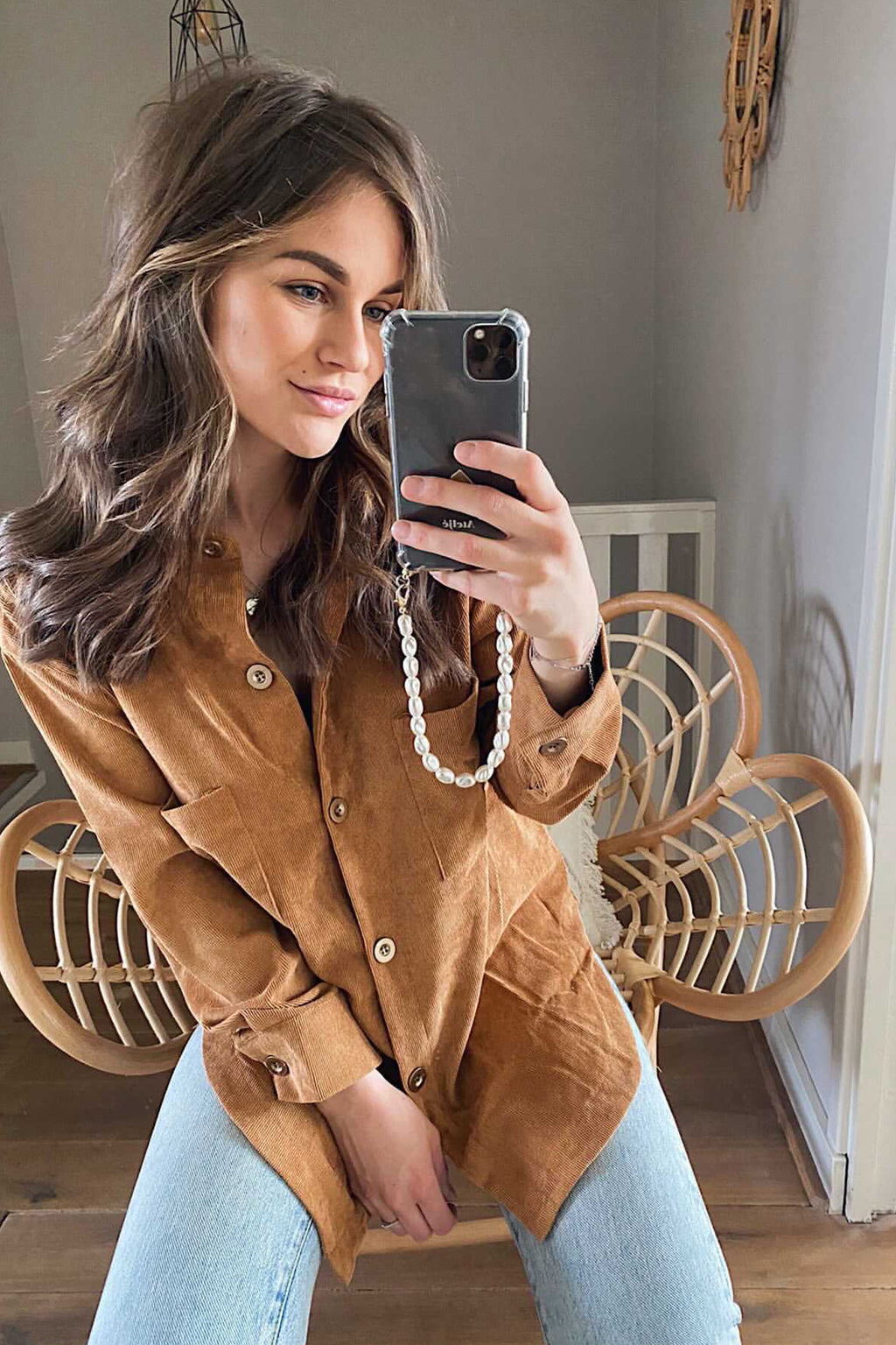 Rib Blouse Cognac