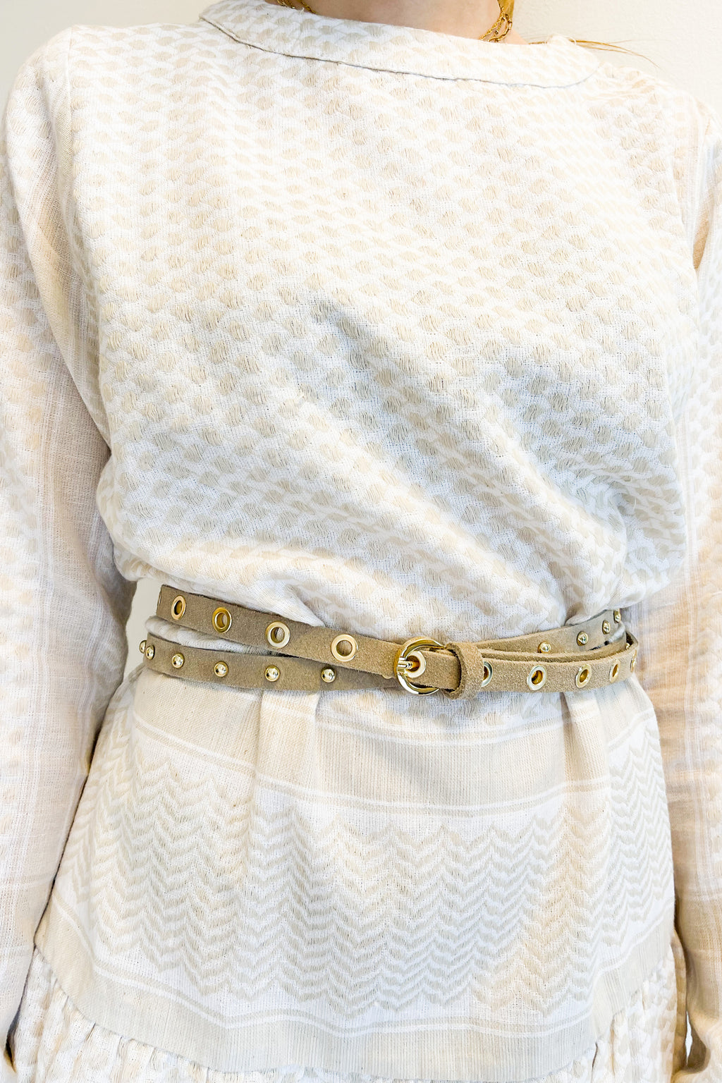 Double Leather Belt Beige