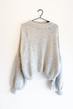 Short Oversized Knit Sweater Light Grey