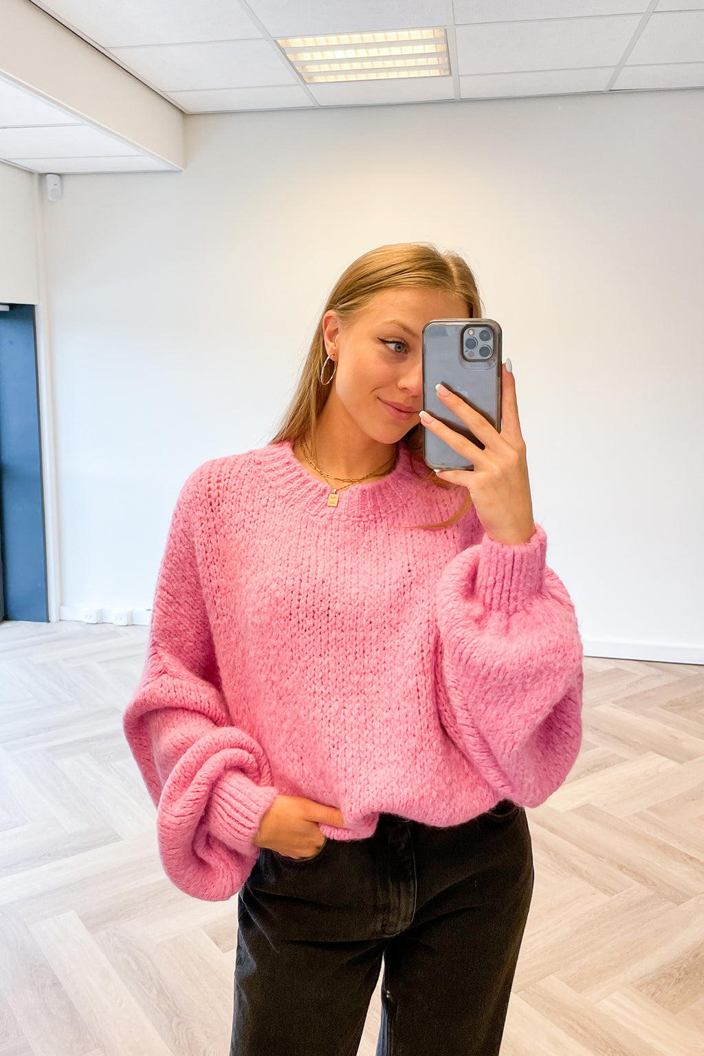 Oversized Knit Sweater Pink