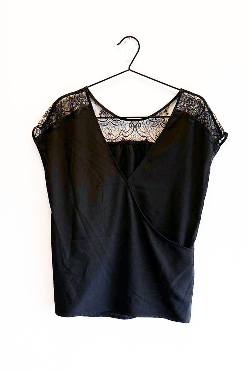 Crepe Light Lace Mix Black