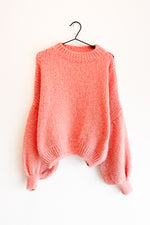 Short Oversized Knit Sweater Coral