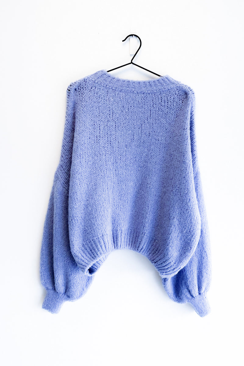 Short Oversized Knit Sweater Purple
