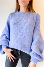 Short Oversized Knit Sweater Purple
