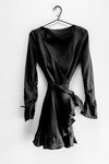Ruffled Linen Dress Black