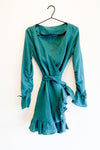 Ruffled Linen Dress Blue