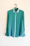 Contrast Silk Blouse Blue