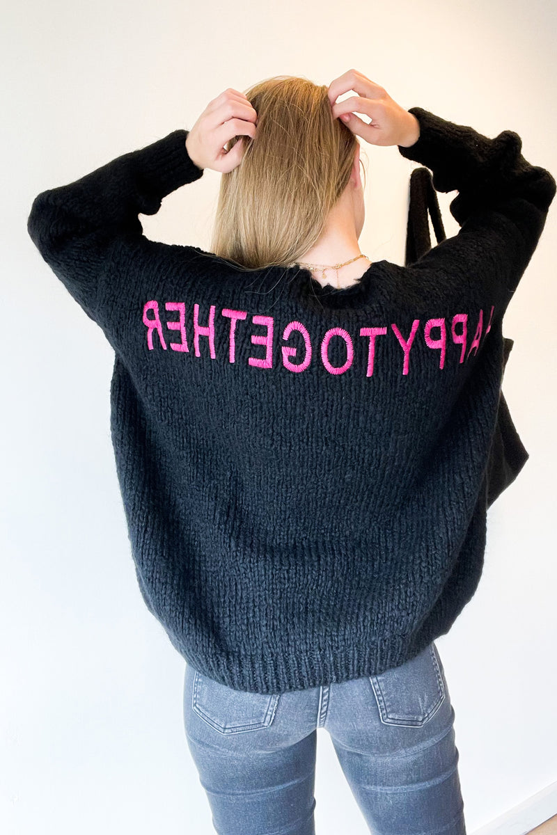 Oversized Cropped Pullover Black