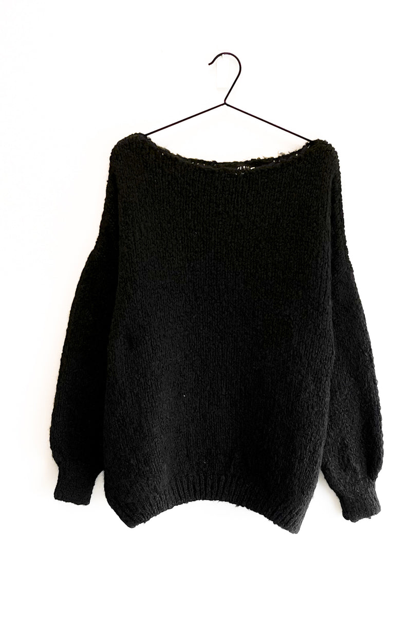 Oversized Cropped Pullover Black