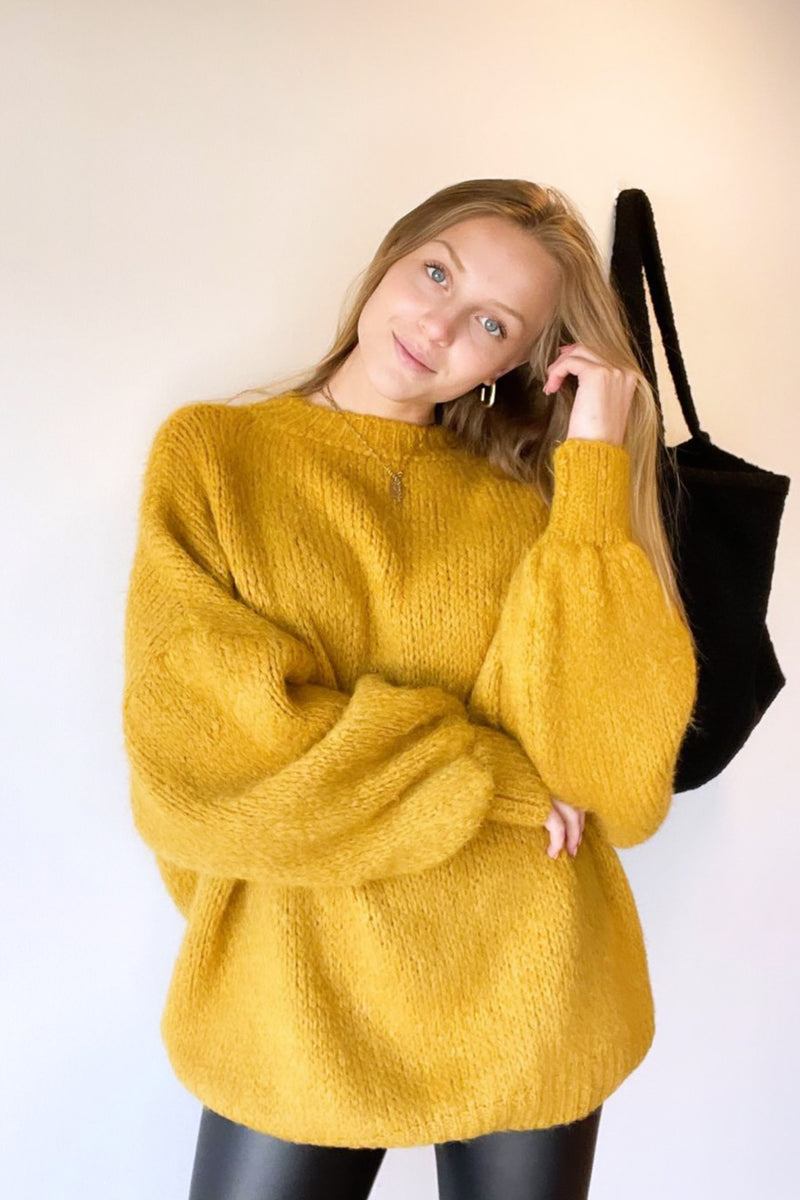 Oversized Knit Sweater Mustard